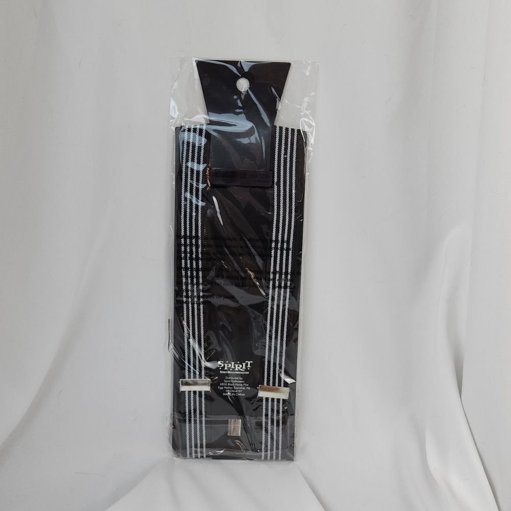 🔹️NWT Black & White Striped Suspenders Adult One Size - Picture 3 of 5